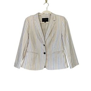 Banana Republic Beige Striped Linen Blazer Size 8  Career Business‎ Casual